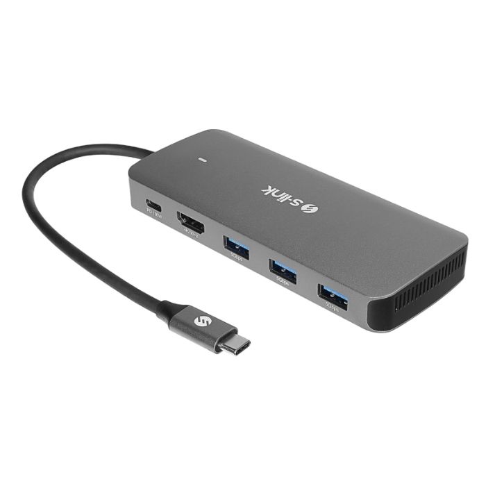 S-link SWV-USBC036 6 in 1 Gri Metal Type-C to HDMI+USB3.0+PD3.0 USB-C 3.1 M2 SSD Depolama Fonskiyonlu 6 in 1 USB-C Hub